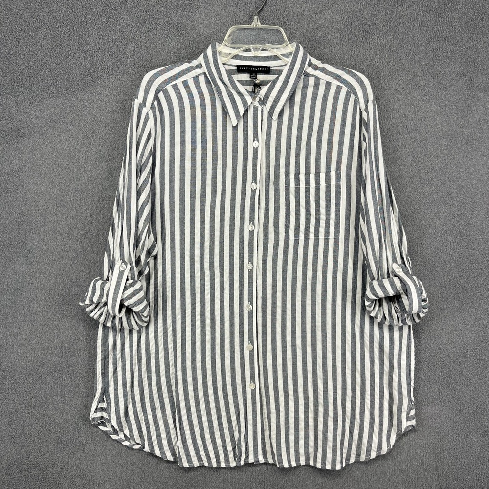 Jane & Delancey Top Womens 1X Boyfriend Tunic button up textured pocket‎